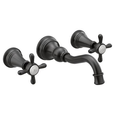 Moen Two-Handle Wall Mount Bathroom Faucet Matte Black TS42112BL